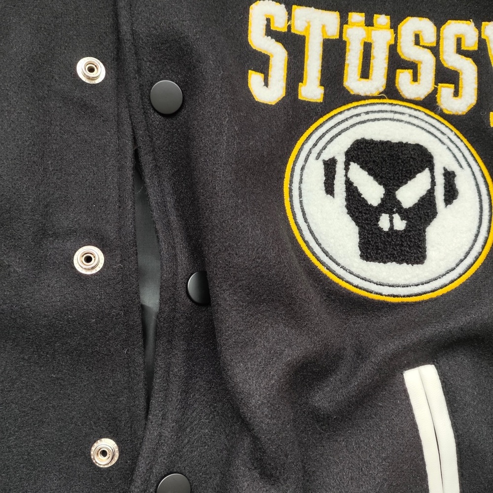 Stussy Black, White & Yellow Varsity Jacket with 30 Patch - Picture 4 of 8